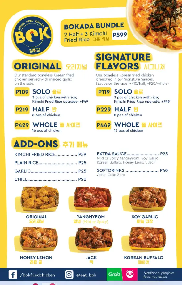 BOK Philippines Menu