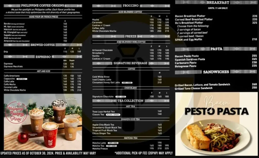 Coffee To Go Philippines Menu