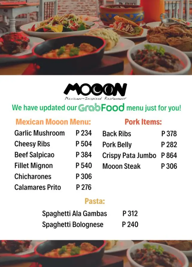 Mooon Cafe Menu