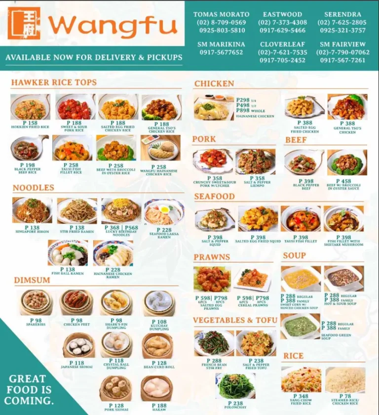 Wangfu Philippines Menu